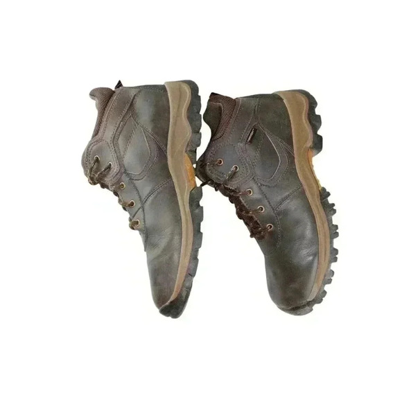 TIMBERLAND MT MADDSEN MID BROWN LEATHER WATERPROOF HIKING BOOTS SHOES BOYS  SZ 6 - Picture 5 of 8